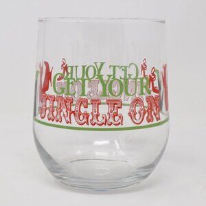 Get Your Jingle On Stemless Wine Glass Cocktails Holiday Christmas 16 oz Festive